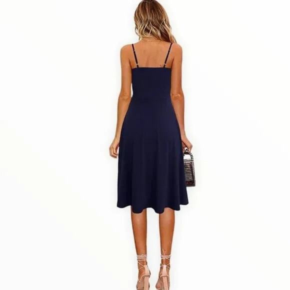 Berydress Navy Button Front Spaghetti Strap Sundress - Picture 9 of 9